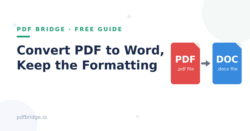 Illustration showing a PDF file being converted to Word with formatting preserved