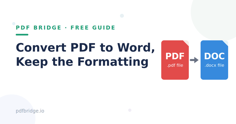 Illustration showing a PDF file being converted to Word with formatting preserved